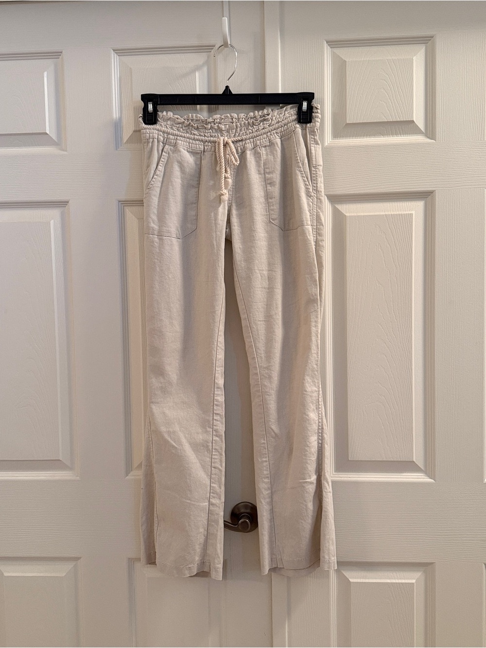 Roxy Cream Smocked Waist Pull-On Pants